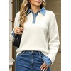 image:imageSidefeel Womens Collared Chunky Knit Pullover SweatersWhite