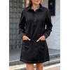 image:imageSidefeel Womens Denim Dress Casual Long Sleeve Jean DressBlack
