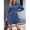image:imageSidefeel Womens Denim Dress Casual Long Sleeve Jean DressBlue
