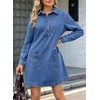 image:imageSidefeel Womens Denim Dress Casual Long Sleeve Jean DressLight Blue