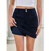 image:imageSidefeel Womens Fall High Waisted Corduroy Mini SkirtsNavy Blue