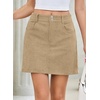 image:imageSidefeel Womens Fall High Waisted Corduroy Mini SkirtsParchment