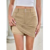 image:imageSidefeel Womens Fall High Waisted Corduroy Mini SkirtsParchment
