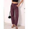 image:imageSidefeel Womens High Waist Stretchy Barrel Wide Leg JeansCoffee