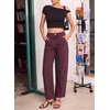 image:imageSidefeel Womens High Waist Stretchy Barrel Wide Leg JeansCoffee