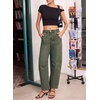 image:imageSidefeel Womens High Waist Stretchy Barrel Wide Leg JeansGreen