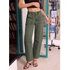 image:imageSidefeel Womens High Waist Stretchy Barrel Wide Leg JeansGreen
