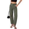 image:imageSidefeel Womens High Waist Stretchy Barrel Wide Leg JeansGreen