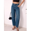image:imageSidefeel Womens High Waist Stretchy Barrel Wide Leg JeansVintage Blue