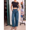 image:imageSidefeel Womens High Waist Stretchy Barrel Wide Leg JeansVintage Blue