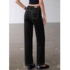 image:imageSidefeel Womens High Waist Stretchy Wide Leg Ankle JeansBlack