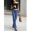 image:imageSidefeel Womens High Waist Stretchy Wide Leg Ankle JeansBlue