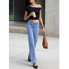 image:imageSidefeel Womens High Waist Stretchy Wide Leg Ankle JeansIceland Blue