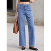 image:imageSidefeel Womens High Waist Stretchy Wide Leg Ankle JeansSky Blue