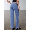 image:imageSidefeel Womens High Waist Stretchy Wide Leg Ankle JeansSky Blue