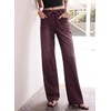 image:imageSidefeel Womens Jeans High Waisted Elastic Straight Leg Stretchy Drawstring Trendy Wide Leg Loose Pull On Denim PantsCoffee