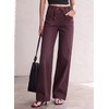 image:imageSidefeel Womens Jeans High Waisted Elastic Straight Leg Stretchy Drawstring Trendy Wide Leg Loose Pull On Denim PantsCoffee