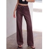 image:imageSidefeel Womens Jeans High Waisted Elastic Straight Leg Stretchy Drawstring Trendy Wide Leg Loose Pull On Denim PantsCoffee