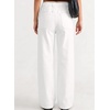 image:imageSidefeel Womens Jeans High Waisted Elastic Straight Leg Stretchy Drawstring Trendy Wide Leg Loose Pull On Denim PantsCream White
