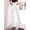 image:imageSidefeel Womens Jeans High Waisted Elastic Straight Leg Stretchy Drawstring Trendy Wide Leg Loose Pull On Denim PantsCream White