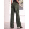 image:imageSidefeel Womens Jeans High Waisted Elastic Straight Leg Stretchy Drawstring Trendy Wide Leg Loose Pull On Denim PantsGreen