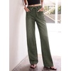 image:imageSidefeel Womens Jeans High Waisted Elastic Straight Leg Stretchy Drawstring Trendy Wide Leg Loose Pull On Denim PantsGreen