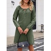 image:imageSidefeel Womens Long Sleeve Drawstring Boat Neck Mini Denim DressGreen