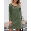 image:imageSidefeel Womens Long Sleeve Drawstring Boat Neck Mini Denim DressGreen