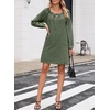 image:imageSidefeel Womens Long Sleeve Drawstring Boat Neck Mini Denim DressGreen