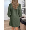 image:imageSidefeel Womens Long Sleeve Drawstring Boat Neck Mini Denim DressGreen