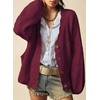 image:imageSidefeel Womens Oversized Fall Outfit Knit Cardigan SweatersBurgundy
