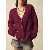 image:imageSidefeel Womens Oversized Fall Outfit Knit Cardigan SweatersBurgundy