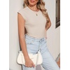image:imageSidefeel Womens Tops Casual Crewneck Cap Sleeve ShirtsApricot