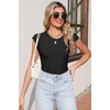image:imageSidefeel Womens Tops Casual Crewneck Cap Sleeve ShirtsBlack