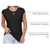 image:imageSidefeel Womens Tops Casual Crewneck Cap Sleeve ShirtsBlack