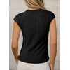 image:imageSidefeel Womens Tops Casual Crewneck Cap Sleeve ShirtsBlack