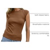 image:imageSidefeel Womens Tops Casual Crewneck Cap Sleeve ShirtsBrown
