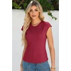 image:imageSidefeel Womens Tops Casual Crewneck Cap Sleeve ShirtsBurgundy