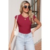 image:imageSidefeel Womens Tops Casual Crewneck Cap Sleeve ShirtsBurgundy