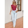 image:imageSidefeel Womens Tops Casual Crewneck Cap Sleeve ShirtsBurgundy