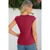 image:imageSidefeel Womens Tops Casual Crewneck Cap Sleeve ShirtsBurgundy