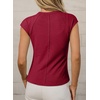 image:imageSidefeel Womens Tops Casual Crewneck Cap Sleeve ShirtsBurgundy