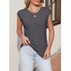 image:imageSidefeel Womens Tops Casual Crewneck Cap Sleeve ShirtsDark Grey