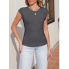 image:imageSidefeel Womens Tops Casual Crewneck Cap Sleeve ShirtsDark Grey