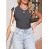 image:imageSidefeel Womens Tops Casual Crewneck Cap Sleeve ShirtsDark Grey