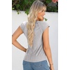 image:imageSidefeel Womens Tops Casual Crewneck Cap Sleeve ShirtsGray