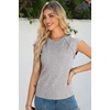image:imageSidefeel Womens Tops Casual Crewneck Cap Sleeve ShirtsGray