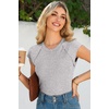 image:imageSidefeel Womens Tops Casual Crewneck Cap Sleeve ShirtsGray