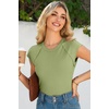 image:imageSidefeel Womens Tops Casual Crewneck Cap Sleeve ShirtsGreen