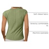 image:imageSidefeel Womens Tops Casual Crewneck Cap Sleeve ShirtsGreen